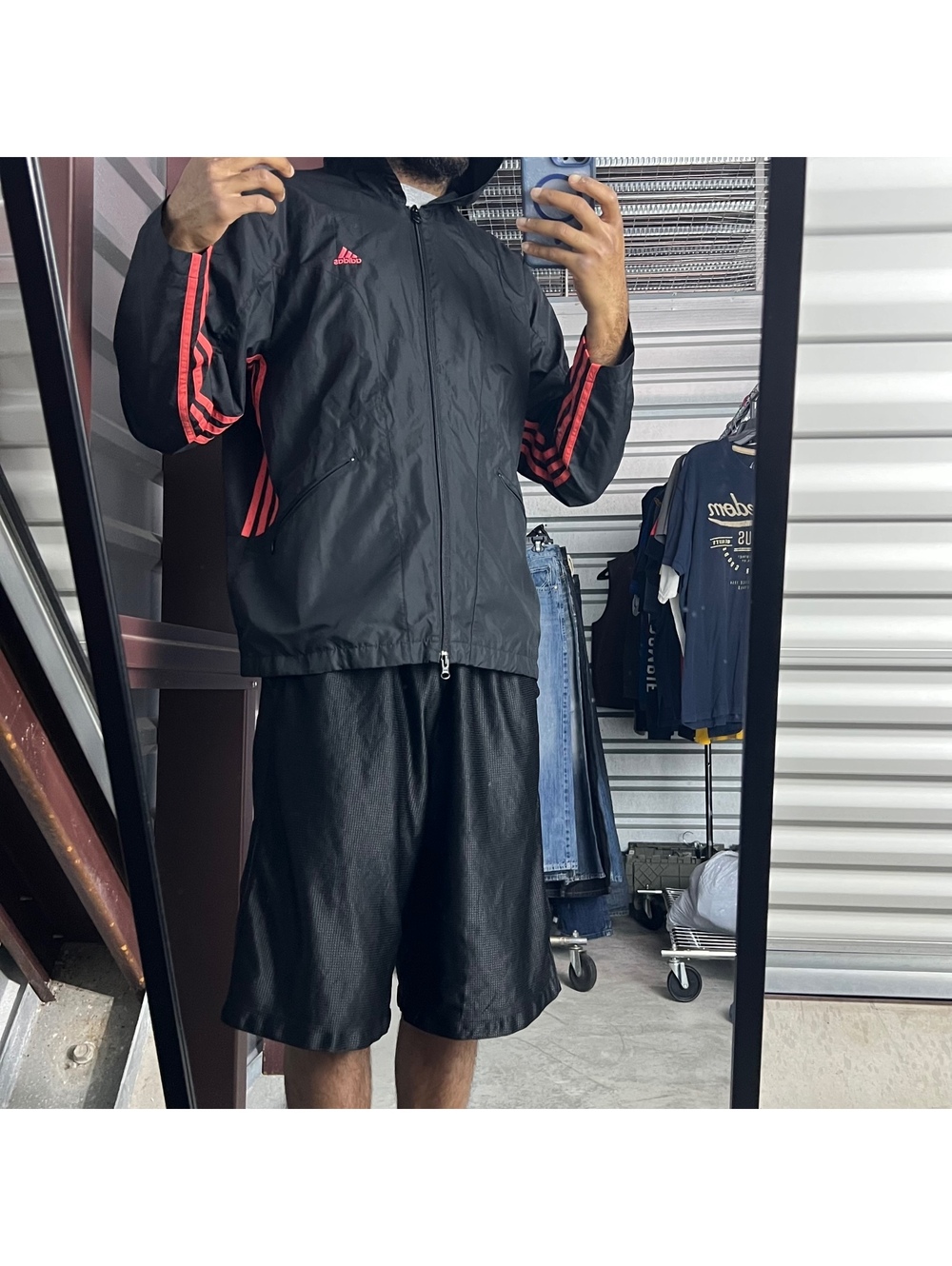 Vintage Y2K Adidas Striped Windbreaker Jacket Men’s Sz. L Hooded Full Zip - Picture 2 of 6